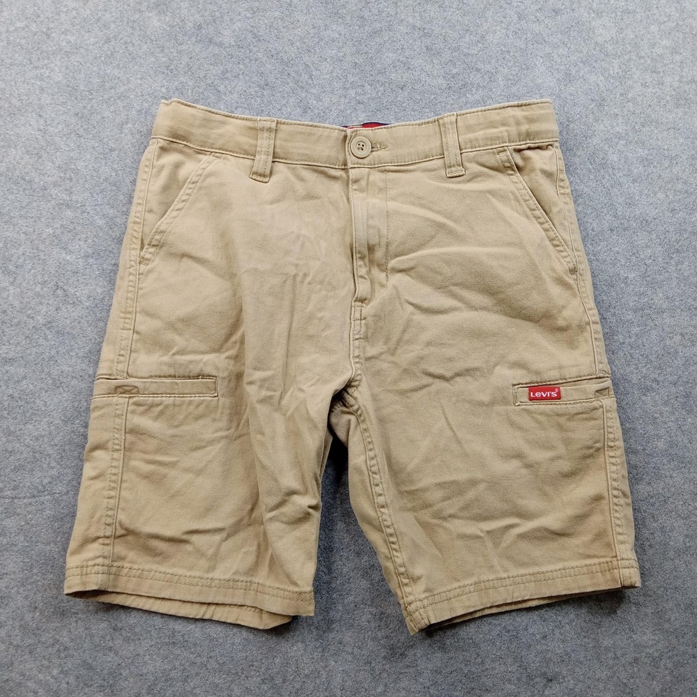 Levis Shorts Boys 16 Beige Cargo Twill Flat Front Casual Cotton Stretch Summer